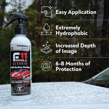 TopCoat F11 Polish & Sealer for Cars, Bikes and More – Water-Based Alternative to Ceramic Wax - 16 oz F11 Kit with Travel Bottle and 2 Microfiber Towels