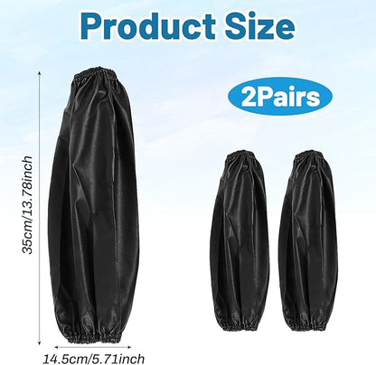 PEOVLVN 2 Pairs Protective Arm Sleeves, PU Waterproof Sleeves to Cover Arms for Men Women Arm Sleeve with Elastic Cuffs Oilproof for Cooking Cleaning Painting Housework (Black)
