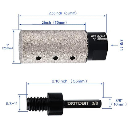 Diamond Coated Finger Bit, 1" Tile Milling Bit to Enlarge Polish Shape Holes on Porcelain Ceramic Marble Granite Tile Countertop, with 5/8-11 Thread to 3/8" Hex Shank Adapter, Diameter 25mm