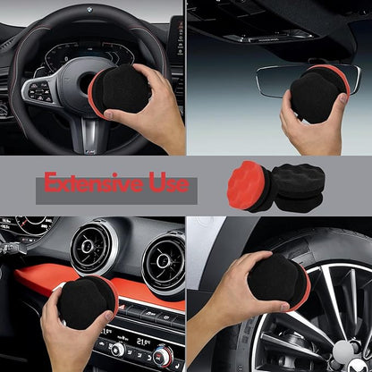 SolidSS 2 Pack Large Tire Hex Tire Shine Applicator Pads, Durable and Reusable Grip Applicator for Tire Polishing Car Cleaning (Red+Black)