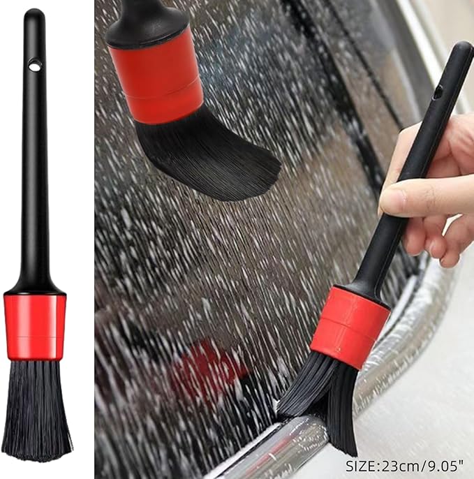DEKADONS 4PCS Wheel Brush Kit for Cleaning Wheel and Tire, Wheel and Rim Brush, Car Detailing Brushes, 360 Degree Bendable & Durable Car Wheel Rim Cleaner Brush Set (Red&Grey)