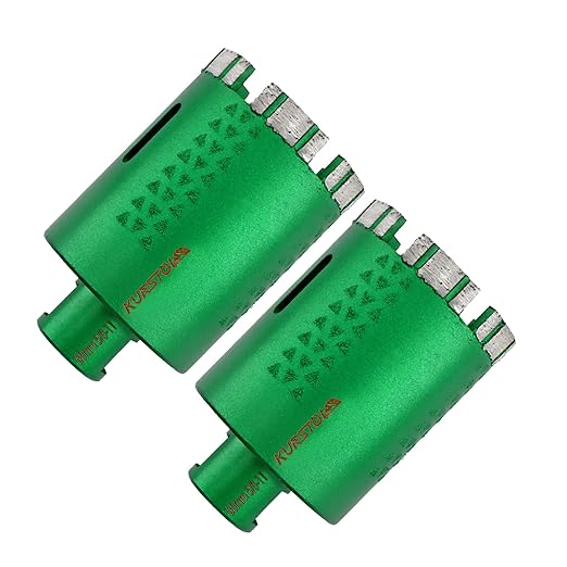 KURSTOL Diamond Core Drill Bits - 2pcs 2-1/2 Inch with 58-11 Thread Granite Hole Saw Dry or Wet Drilling Hard Stone Marble Concrete Quartz Countertop Laser Welded Masonry Coring(65mm)