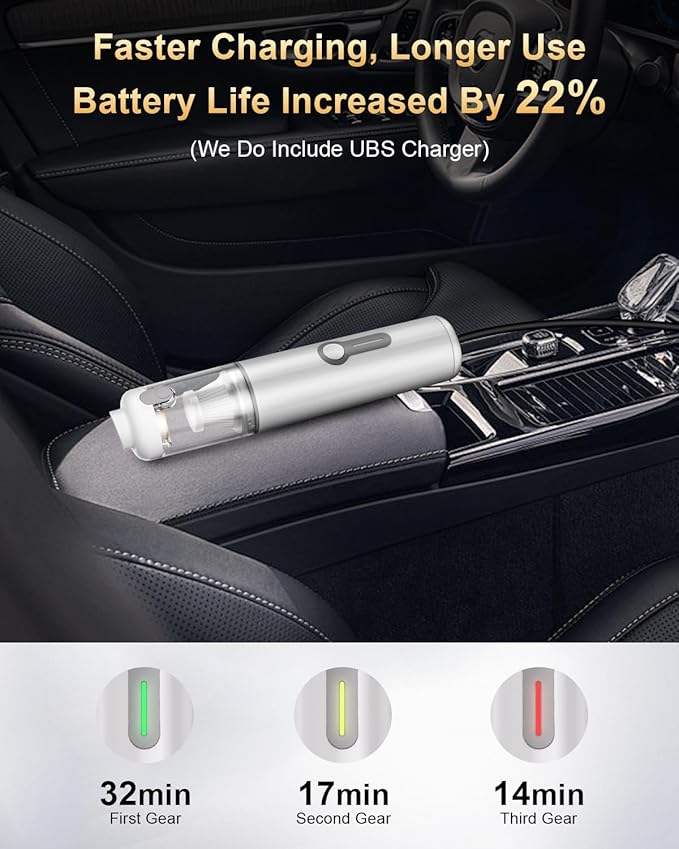 MARTISAN Cordless Car Vacuum, 4-in-1 Portable Mini Vacuum, 20,000Pa Suction, Multi-Purpose, Easy Quick Charging, Long Battery Life, Light Weight, Large Dust Bowl, Car, Home, Office, Keyboards, White