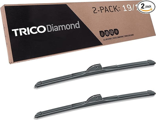 TRICO Diamond 19" + 19" Premium Automotive Replacement Windshield Wiper Blades (Set of 2), Passenger and Driver Side All-Weather Beam Wiper Blades for Select Vehicle Models