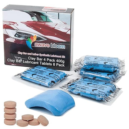 Car Clay Bars Auto Detailing 400g and Clay bar Lubricant Tablets 8 Pack(1pcs=16 oz) Clay bar kit for Car Detailing Damage Free Cleaning