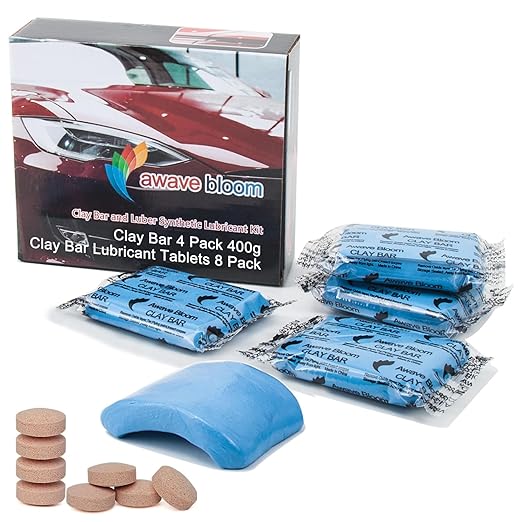 Car Clay Bars Auto Detailing 400g and Clay bar Lubricant Tablets 8 Pack(1pcs=16 oz) Clay bar kit for Car Detailing Damage Free Cleaning