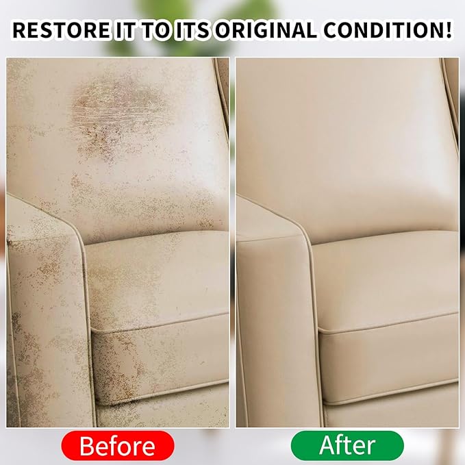 WEYSTOM Leather Recoloring Balm, 12oz Large Size Leather Dye, Color Restorer, Scratch Repair, Furniture & Couch Restorer Kit, Repair Kit for Furniture(Beige)