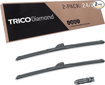 TRICO Diamond™ (25-2424) 24 Inch & 24 Inch pack of 2 High Performance Automotive Replacement Windshield Wiper Blades Super Premium All Weather Beam Blade for Select Vehicle Models