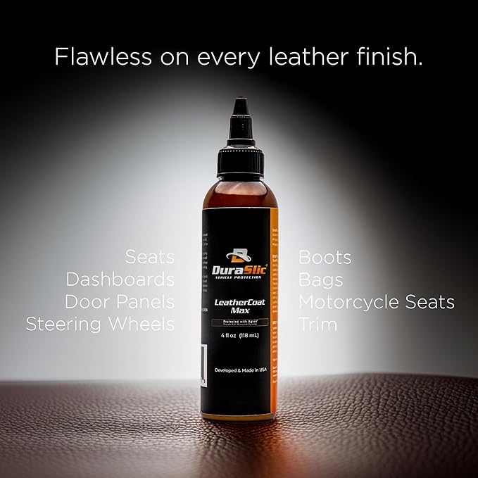 LeatherCoat Max – 4 fl oz Ceramic Leather Coating, Protector & Conditioner with Microfiber Applicator | Hydrophobic Leather Protection, UV Resistance, Made in USA
