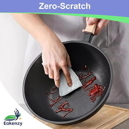 Eakenzy Non Scratch Wire Dishcloth, Multipurpose Wire Dishwashing Rag for Wet and Dry, Steel Cloth for Washing Dishes, Rust Removal Cleaning Cloth Kitchen, No Odor, Double Layer, 60 Pack