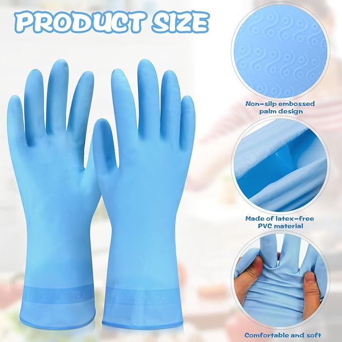 Gandeer 36 Pair Reusable Household Gloves Long Rubber Dishwashing Gloves Kitchen Cleaning for Dishes Clean Gardening