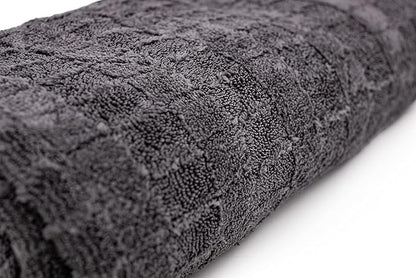 The Rag Company Gauntlet Car Drying Towel - 70/30 Korean Microfiber, Dries Faster Without Scratching, 900gsm, 30x36 inches, Ice Grey/Grey, Pack of 1
