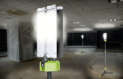 PowerSmith Voyager PVLR8000A 8000 Lumen Collapsible Cordless Tripod LED Work Light with Battery, Charger & Carry Bag Included. Optional 3-Way Power, Remote Control , Black