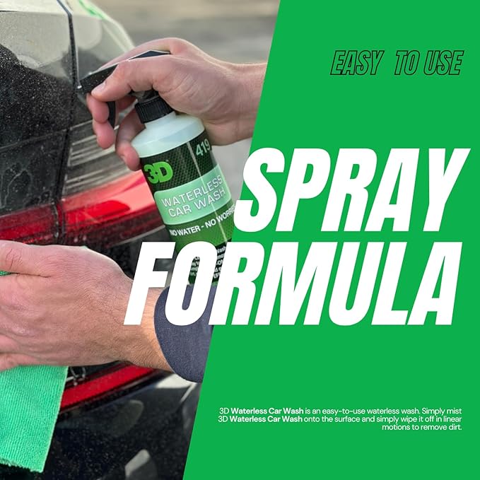 3D Waterless Car Wash - Easy Spray Waterless Detailing Spray - No Soap or Water Needed - Great on Cars, RVs, Motorcycles & Boats 16oz.