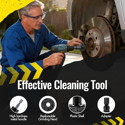 Huazu Wheel Hub Cleaning Tool, Brake Wheel Stud Cleaner, Wheel Hub Cleaning Kit with 6 Replaceable Pads, Holder & Adapter, Fits Power Drill or 1/2” Wrenches, Quick Rust Removal for Car & Truck