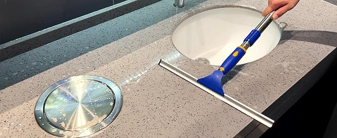 ITTAHO Shower Squeegee for Glass Doors, All-Purpose Extendable Window Squeegee with 2 Blades and Stainless Steel Pole, Window Cleaner Tool for Shower Doors, Windows, Bathroom and Car Windshields