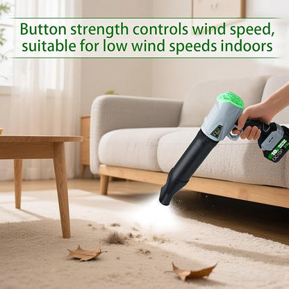 Turbo Cordless Blower - Dual Lithium Battery & Brushless Motor, Car Snow/Leaf Blower with Mini Jet Air Duct, 30+ Min Runtime, Best Snow Blower for All Ages