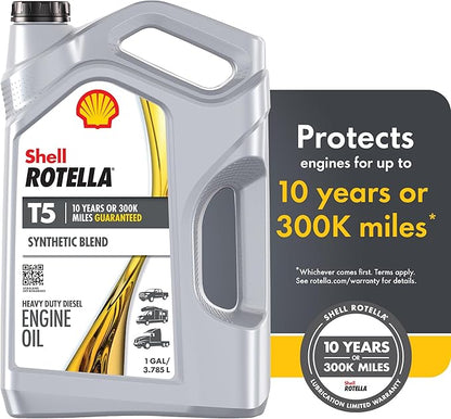 Shell Rotella T5 Synthetic Blend 10W-30 Motor Oil, 1 Gallon (3 Pack)