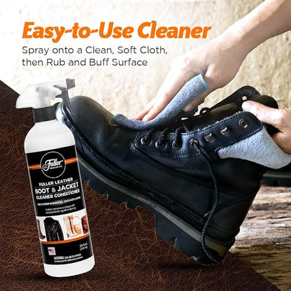 Fuller Brush Leather Boot and Jacket Cleaner Conditioner - Natural Oil Formula for Leather, Vinyl, Backpacks & Luggage - Removes Dirt, Dust, and Grime - Bottle with Sprayer