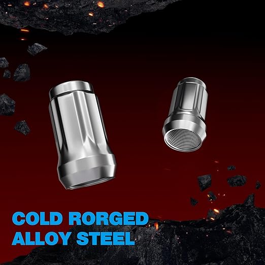JiiinMiiin 20PCS M12x1.5 Lug Nuts Chrome 6 Spline Tuner, Closed End Aftermarket Locking Lugnuts 1.38 inch Length with 1 Socket Key 60 Degree Conical/Cone Bulge Seat