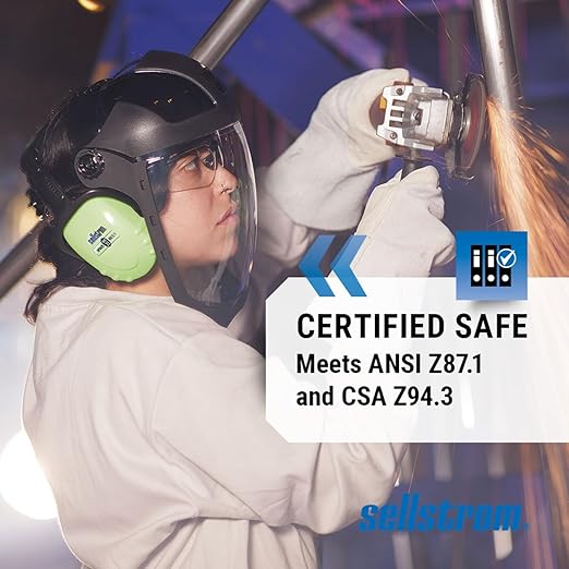 Sellstrom DP4 Face Shield - Lightweight Mask with High Impact Chin Guard, Crown & Ratchet Headgear for Work, Grinding, Cutting - ANSI Z87.1 - Anti Fog Polycarbonate Window