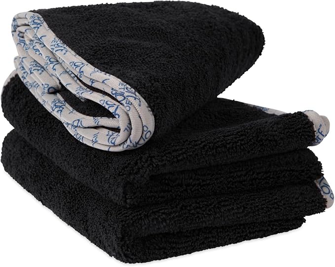 Detail Microfiber Car Towels Bulk (16" x 24") | 400 GSM | 80/20 Blend | Tagless | Soft Satin Piped Edges | All-Purpose Auto Detailing - Wax, Buff, Polish, Wash, Dry | Case of 108 (Black)