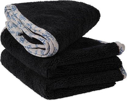 Detail Microfiber Car Towels Bulk (16" x 24") | 400 GSM | 80/20 Blend | Tagless | Soft Satin Piped Edges | All-Purpose Auto Detailing - Wax, Buff, Polish, Wash, Dry | Case of 108 (Black)