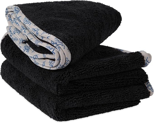 Detail Microfiber Car Towels Bulk (16" x 24") | 400 GSM | 80/20 Blend | Tagless | Soft Satin Piped Edges | All-Purpose Auto Detailing - Wax, Buff, Polish, Wash, Dry | Case of 108 (Black)
