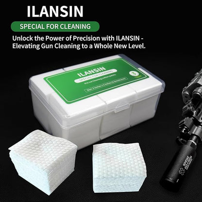 ILANSIN 3000/1500PCS Gun Cleaning Patches+CLP Oil,2"x2" Lint Free Gun Cleaning Cloth,Professional Wipes for Shot Pistol/All Caliber of Firearms.Store in Box Can Store Gun Cleaning Kit,Choose Your Set