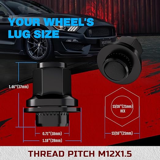 JiiinMiiin M12x1.5 Toyota Lexus Lug Nuts, 13/16'' (21mm) Hex OEM Factory Style Black Mag Seat Wheel Nuts with Washer for 4Runner Camry Highlander Prius Sienna Lexus CT200h HS250h GS450h Set of 20PCS