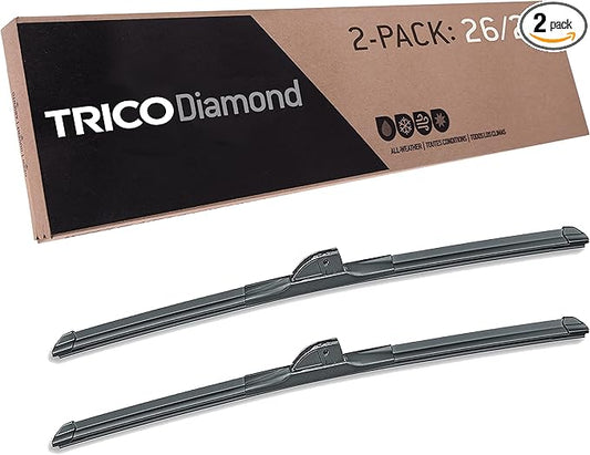 TRICO Diamond 26" + 26" Premium Automotive Replacement Windshield Wiper Blades (Set of 2), Passenger and Driver Side All-Weather Beam Wiper Blades for Select Vehicle Models