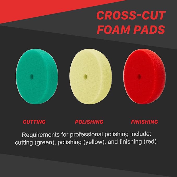 Maxshine 3" Universal Cross Cut Polishing Foam Pad for Finishing – Hook & Loop – DA & Rotary Polisher Compatible – Cross Cut Design for Heat Control & Efficient Compound Application