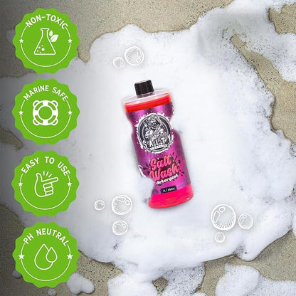 Salty Captain Foaming Salt Remover Wash - Clean & Remove Salt Off Boats & Cars, Prevent Saltwater Corrosion on Marine JetSkis, Trailers, Eco-Friendly Salt Neutralizer Boat Cleaner