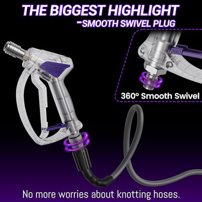 Short Pressure Washer Gun, Swivel Power Washer Gun 4060 PSI, Stubby Pressure Washer Gun with 3/8" Smooth & 1/4" Quick Connector Coupler Compatible with Hose Foam Cannon Car Wash Foam Gun