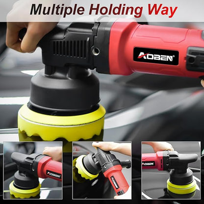 AOBEN Buffer Polisher,5 inch Dual Action Polisher,Long Orbit 16mm Random Buffer Polisher kit with 6 Variable Speed 1000-5500rpm,Detachable Handle,7 Buffing Pads for Car detailing Polishing and Waxing