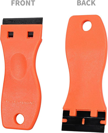 EHDIS 1.5" Plastic Razor Scraper Tool with 10pcs Double Edged Blades for Adhesive Remover,Removing Labels Stickers Decals Taping on Glass Windows(Orange)