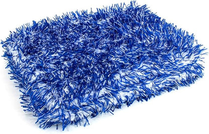 [Wash Monster] Plush Car Wash Pad (9 in. x 7 in.) Blue - 1 Pack | Soft & Plush Absorbent Microfiber Fibers | Large, Fits in Bucket
