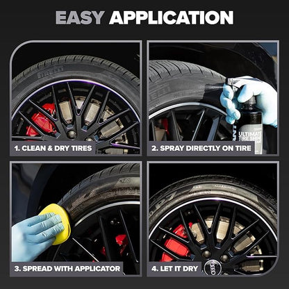 Carfidant Ultimate Tire Shine Gallon - Black Satin Shine - New Look Tire Dressing and Rubber Protectant - Long-Lasting with Non-Grease and No Sling - 128 fl. oz.