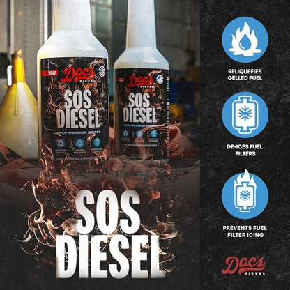 Doc’s SOS Diesel Rescue Emergency Diesel Fuel Additive & Flow Restore Treatment | De-Icer & Anti-Gel for Fuel System Recovery - 12-Pack (192 oz)