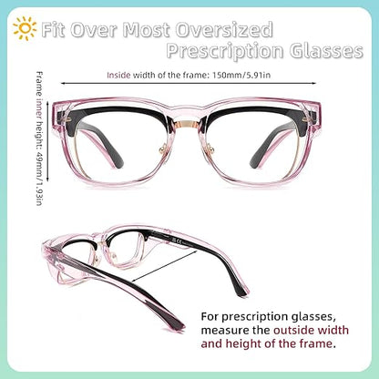 Alsenor Safety Glasses Anti Fog Goggles Fit Over Prescription Eyewear For ANSI Z87.1 Certified Oversized Eyeglasses For Men Women (Oversized-Purple)