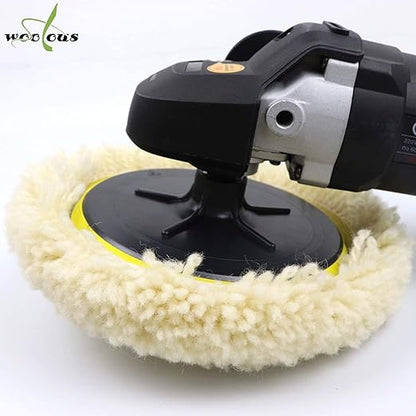 Woolous Wool Buffing Pads 7 inch + Cleaning Spur Tool Set for Revitalizing Polisher Compound Pads and Bonnets