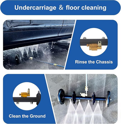 DUSICHIN Undercarriage Cleaner Water Broom Pressure Washer Attachment, 16 Inches Undercarriage Washer, Pressure Washer Underbody Car Cleaner 4 Extension Wands 4 nozzles Garden Hose Adapter DUS3202