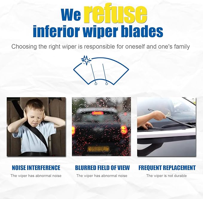 26"+17" Windshield Wipers With 14" Rear Wiper Blade Sets Automotive Replacement for Subaru Forester 2012-2018,Easy For Installation (Pack of 3)