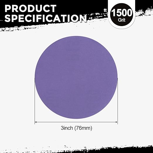 Kozelo 40 Pcs Sanding Discs 3 Inch 1500 Grit Hook and Loop Random Orbital Sandpapers Suitable for Drywall Sander Wood Metal Furniture, Purple