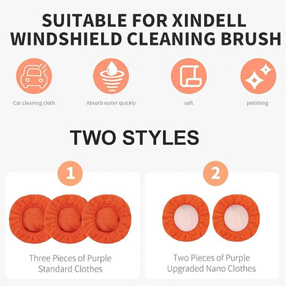 XINDELL 5 Pack Microfiber Pads – Replacement Heads Cover for Xindell Windshield Cleaner Tools. Washable & Reusable Triangle Pads (Red). Fits Window Reach Tool - Handle Not Included