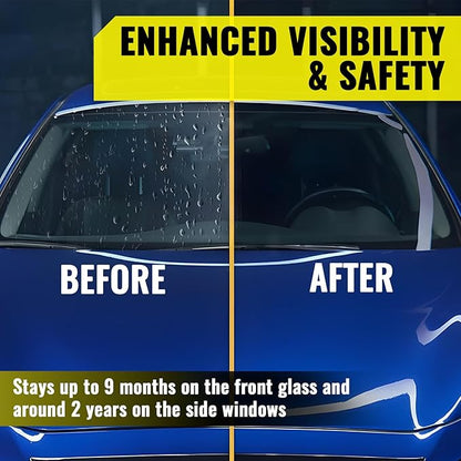 Apex Glass 50ml Hydrophobic Ceramic Coating - Professional Rain Repellent for Windshields & Windows - Long Lasting Nano Silica Protection Kit with Applicator & Microfiber USA