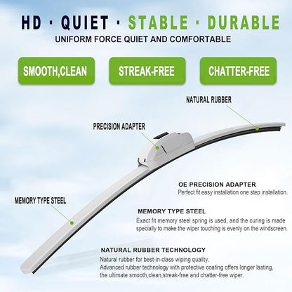 OEM QUALITY 26" + 20" PARRATI Premium All-Season White Windshield Wiper Blades (Set of 2)