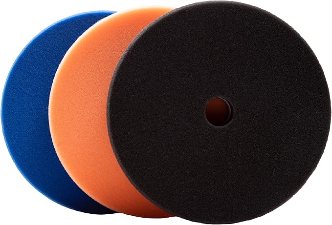 5.5" Lake Country HDO Foam Polishing Pad Kit (3-Pack) – Premium Heavy Duty Orbital Pads with Tapered Edge – Dense Foam Pads for Car Polishing and Buffing