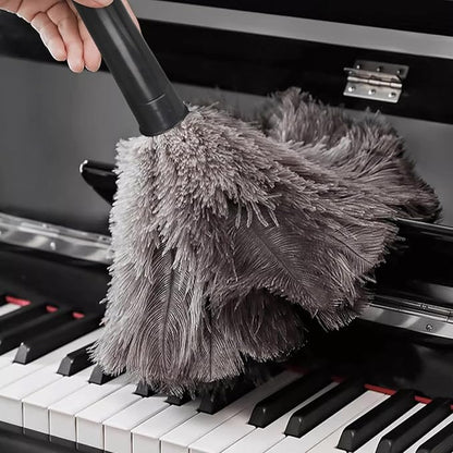 Retractable Feather Duster-Genuine Ostrich Feathers,Anti-Static,Reusable Eco-Friendly Handheld Cleaning for Keyboard,Home,Car,Office(10 to 15 Inches) 6 Pack