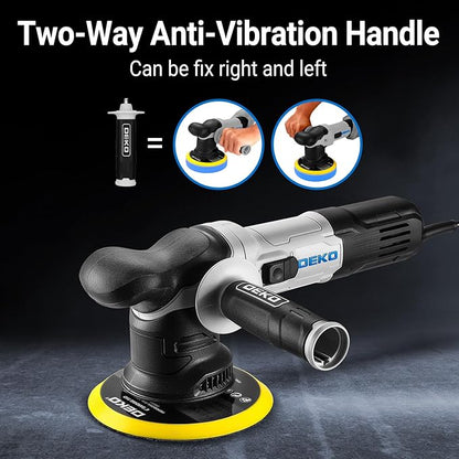 Car Buffer Polisher: DEKOPRO 6 Inch Dual Action Orbital Buffer Polisher, 6 Variable Speed 1800-5500 RPM Random Polisher Kit with 4 Buffing Pads for Car Detailing Polishing Waxing(Gray)